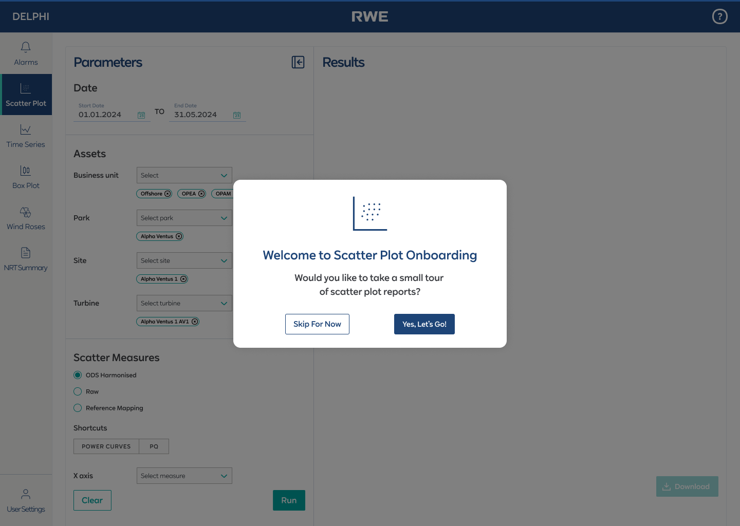 Step 2 — Welcome to Scatter Plot Onboarding module-specific entry